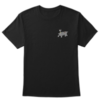 a black t - shirt with an image of a skateboard on it
