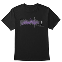 a purple sound wave on a black t - shirt